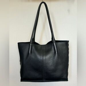 Elegant Black Leather Tote Bag